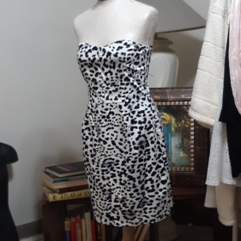 HM Womens Dress Cheetah Print Strapless b37